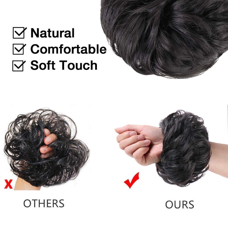 MORICA 2PCS Messy Hair Bun Hair Scrunchies Extension Curly Wavy fake hair bun Synthetic Chignon hair pieces for Women(2#) - Image 4